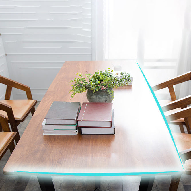 Pine Wood Top Dining Table Rectangle Industrial Table with Trestle Base