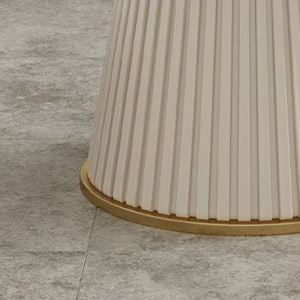 Stone Top Dining Table Round Table with Wood Pedestal Base in White