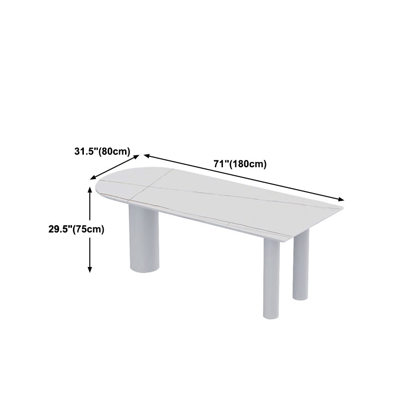 Modern Stone Top Oval Dinette Table Wood Tripod Base Dining Table in White