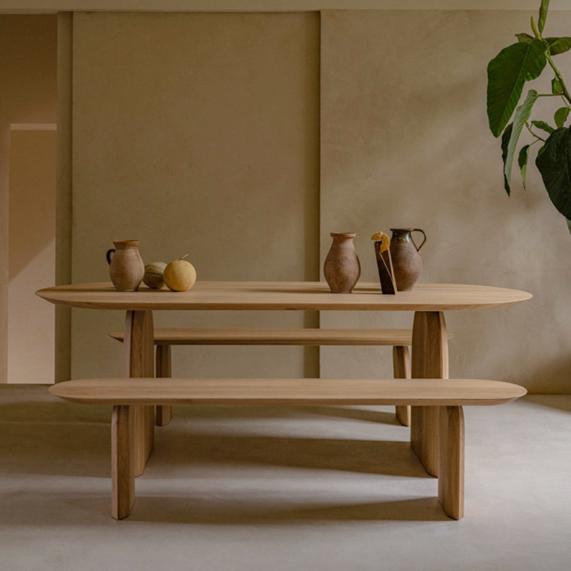 Modern Solid Wood Table for Restaurant Oval Table with Double Pedestal