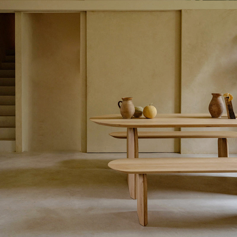Modern Solid Wood Table for Restaurant Oval Table with Double Pedestal