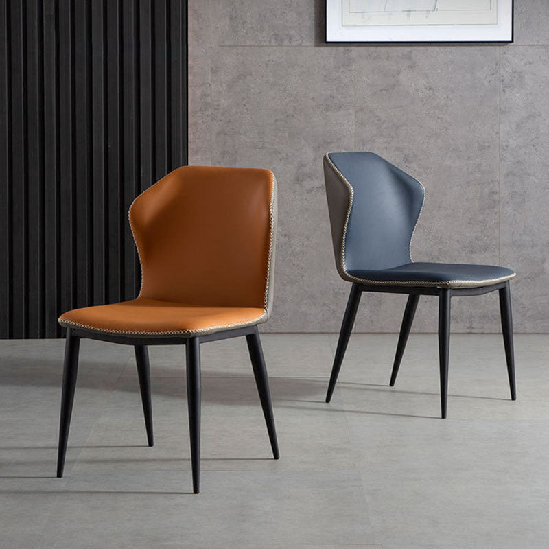 Industrial Design Armless Wingback Side Chair Faux Leather Side Chair