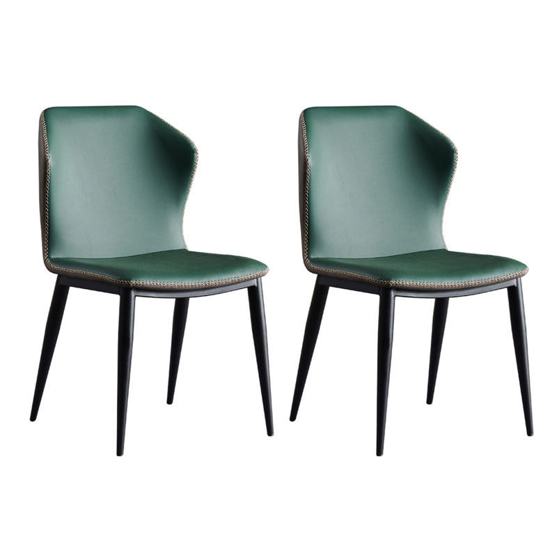Industrial Design Armless Wingback Side Chair Faux Leather Side Chair