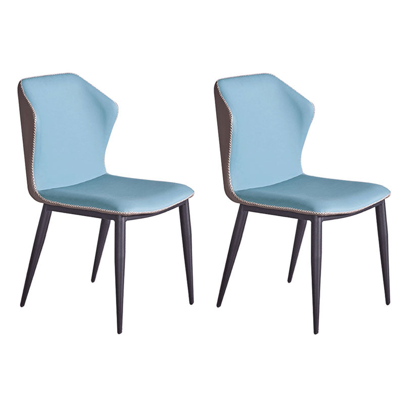 Industrial Design Armless Wingback Side Chair Faux Leather Side Chair