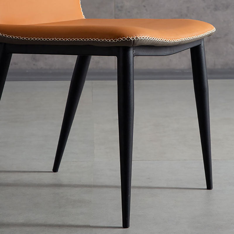 Industrial Design Armless Wingback Side Chair Faux Leather Side Chair