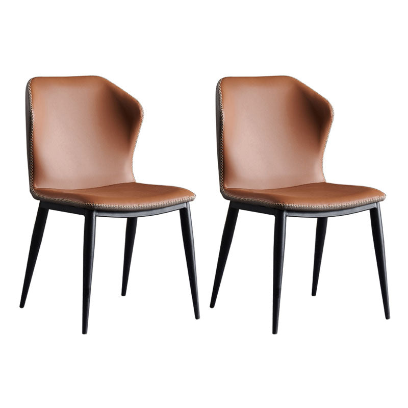 Industrial Design Armless Wingback Side Chair Faux Leather Side Chair