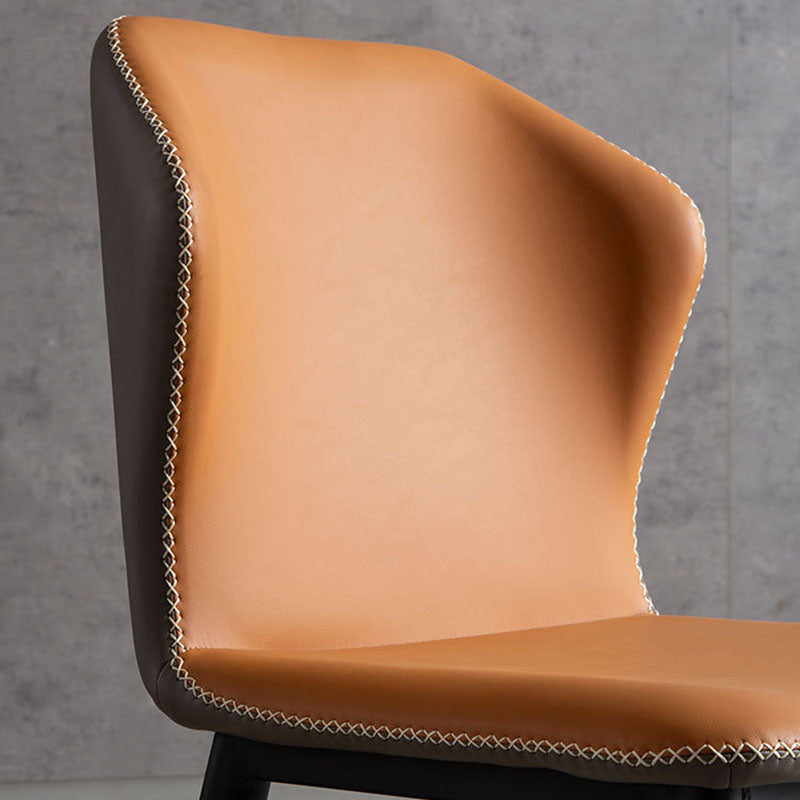 Industrial Design Armless Wingback Side Chair Faux Leather Side Chair