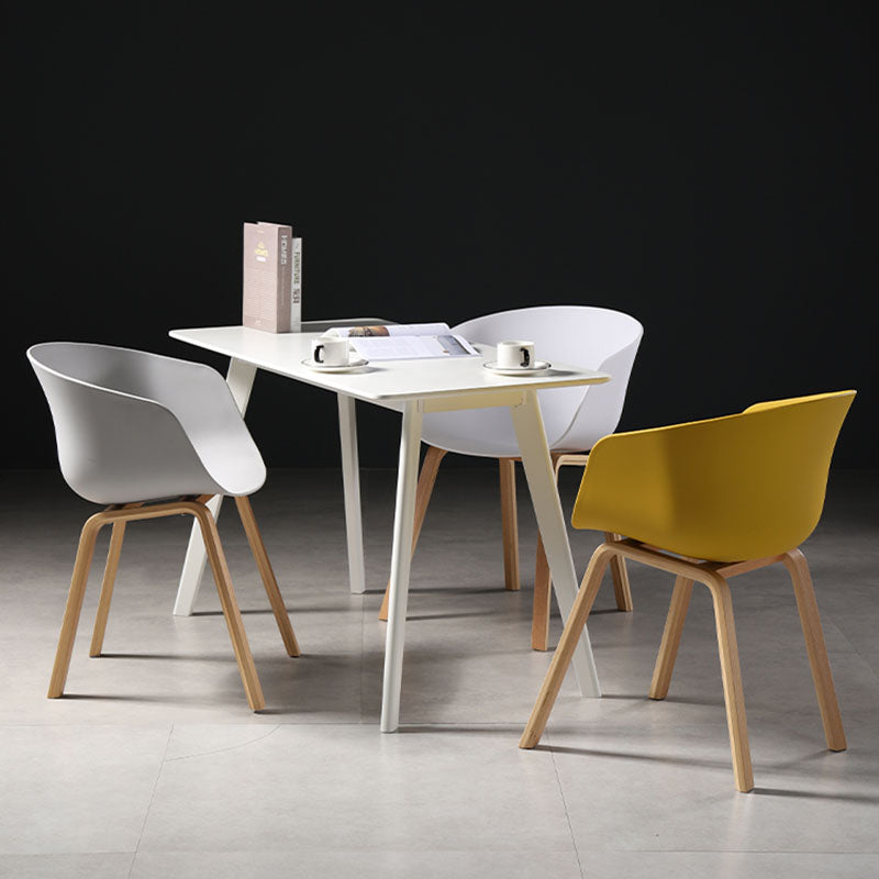 Contemporary Style Dining Chair Arm Side Chairs with Wooden Legs