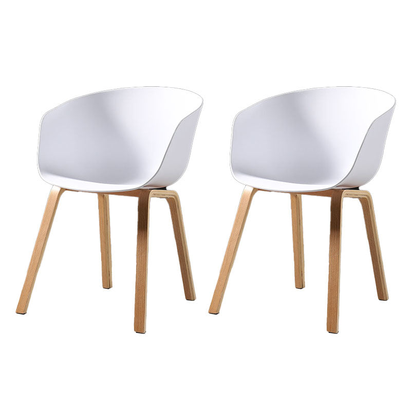 Contemporary Style Dining Chair Arm Side Chairs with Wooden Legs
