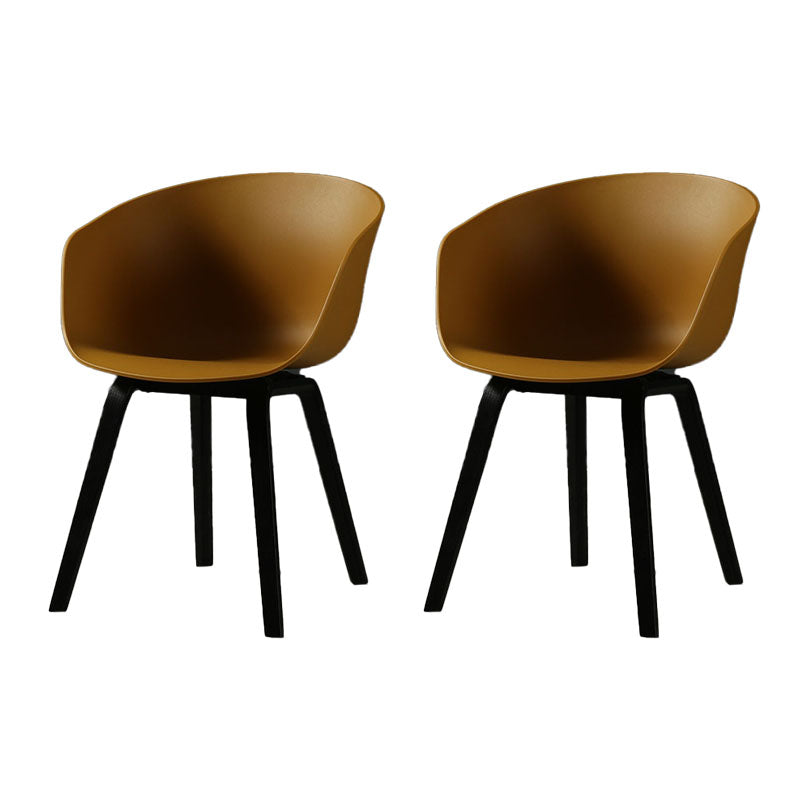 Contemporary Style Dining Chair Arm Side Chairs with Wooden Legs