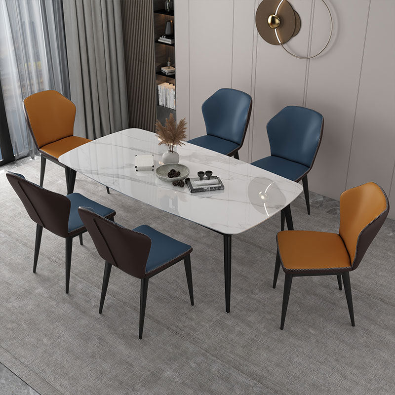 Nordic Glam Style Chair Kitchen Armless Wingback Chair with Metal Legs