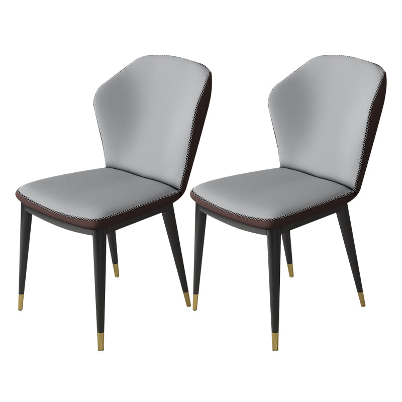Nordic Glam Style Chair Kitchen Armless Wingback Chair with Metal Legs