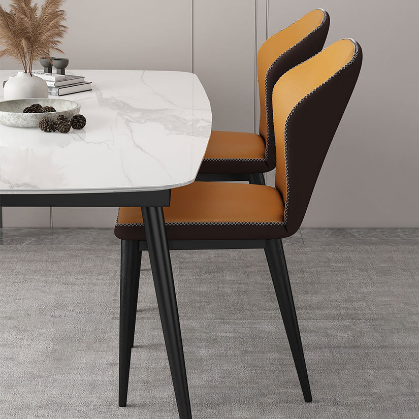 Nordic Glam Style Chair Kitchen Armless Wingback Chair with Metal Legs