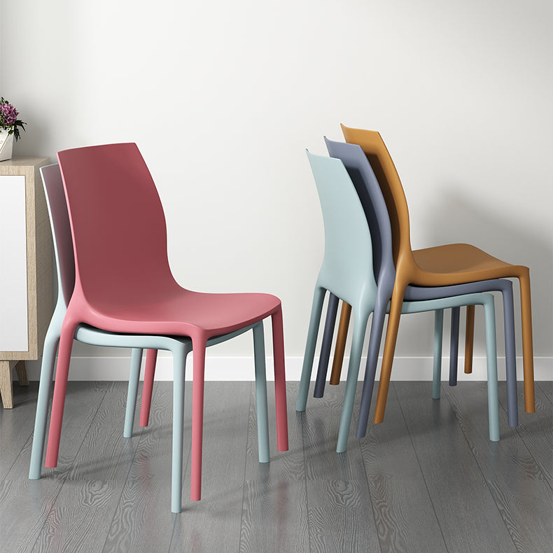 Nordic Style Plastic Dining Chairs Kitchen Armless Dining Chairs
