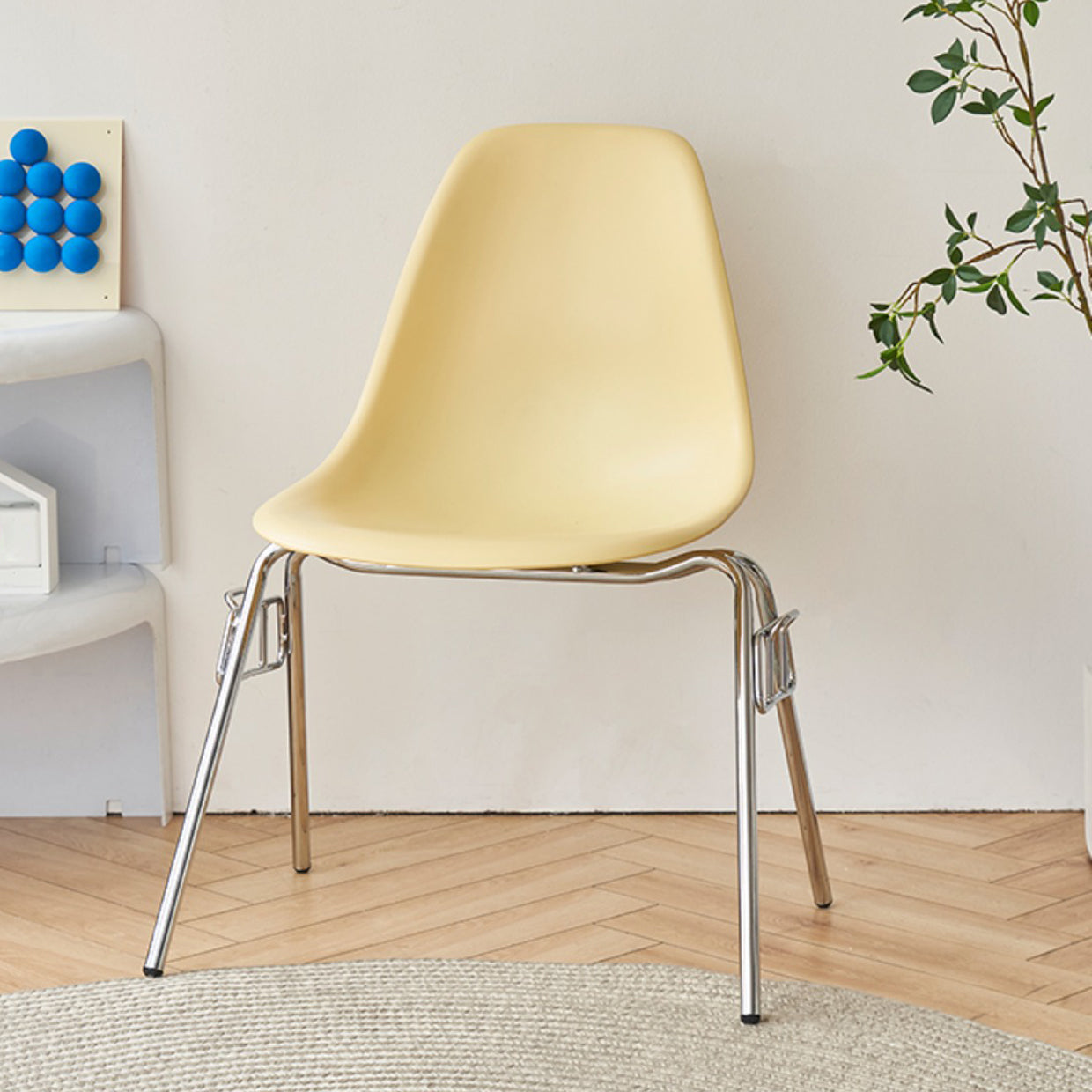 Modern Design Armless Solid Back Chair Plastic Stacking Side Chairs