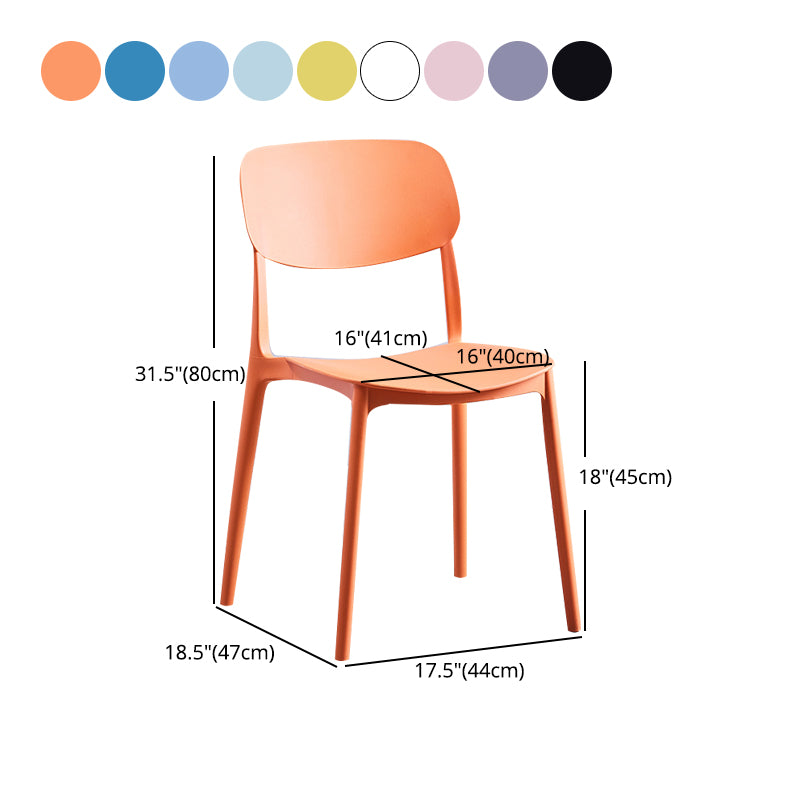 Nordic Glam Style Chairs Kitchen Armless Chair with Plastic Legs