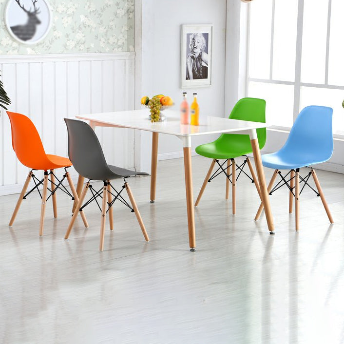 Wood Scandinavian Kitchen Dining Room Chair Solid Back Dining Side Chair