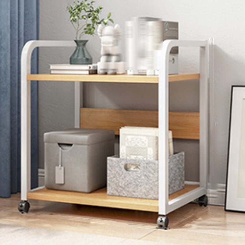 Modern Style Open Bookshelf Wooden Shelf Bookcase with Caster Wheels