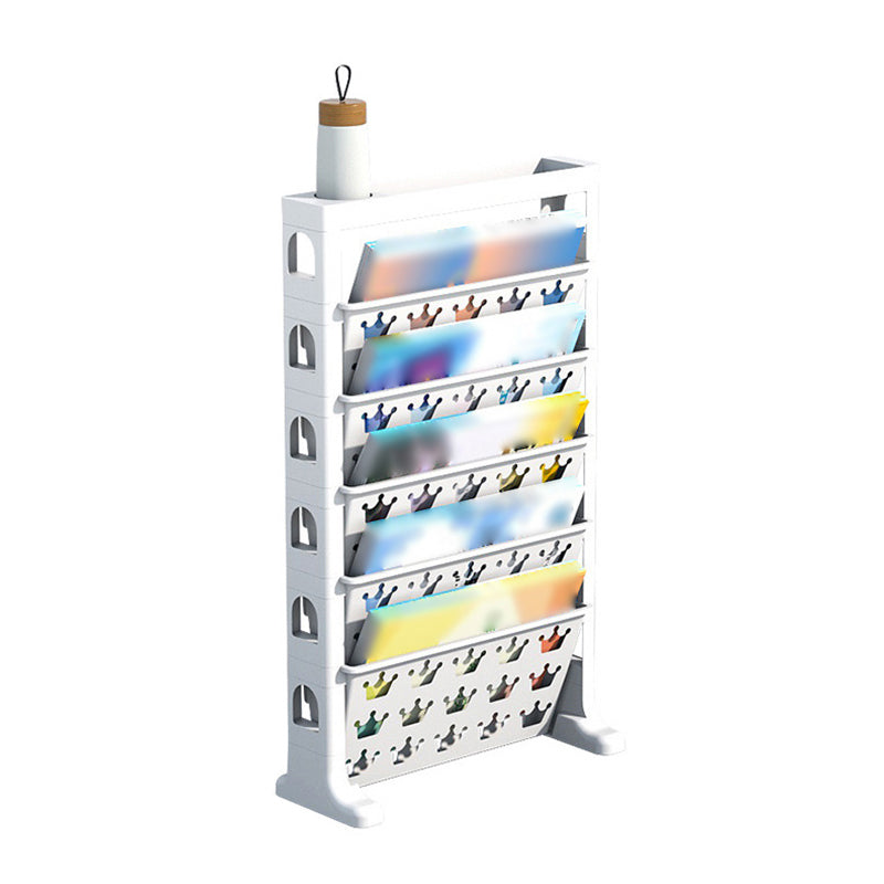 6-Shelf Plastic Ladder Bookcase Contemporary Closed Back Book Shelf