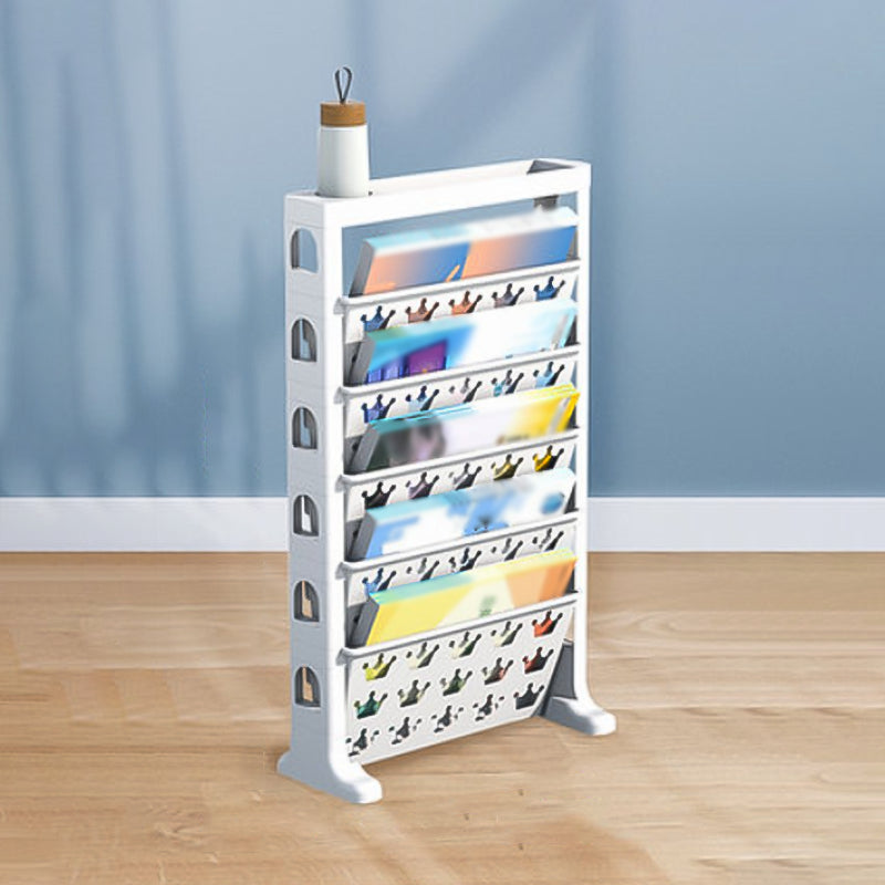 6-Shelf Plastic Ladder Bookcase Contemporary Closed Back Book Shelf