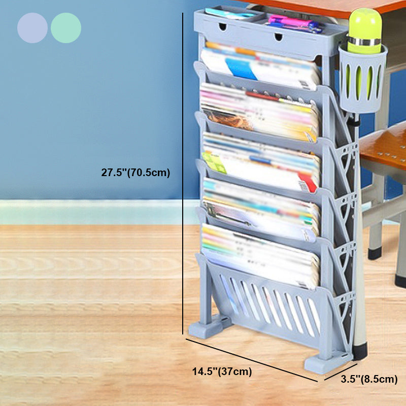 6-Shelf Plastic Ladder Bookcase Contemporary Closed Back Book Shelf