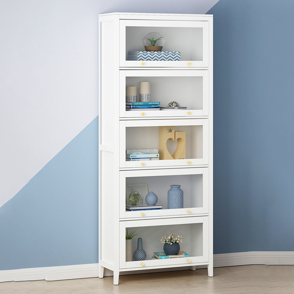 Libreria in legno fabbricata standard bianca urbana con porte di vetro