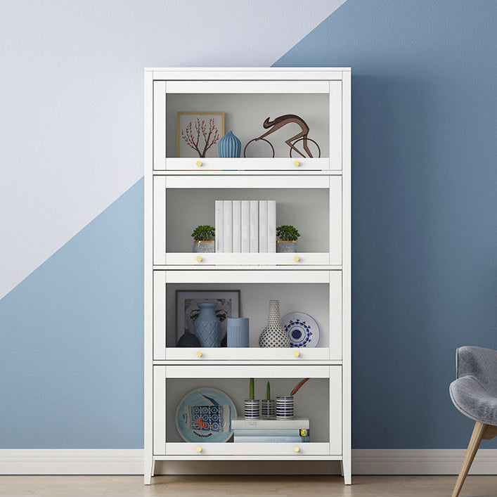 Libreria in legno fabbricata standard bianca urbana con porte di vetro