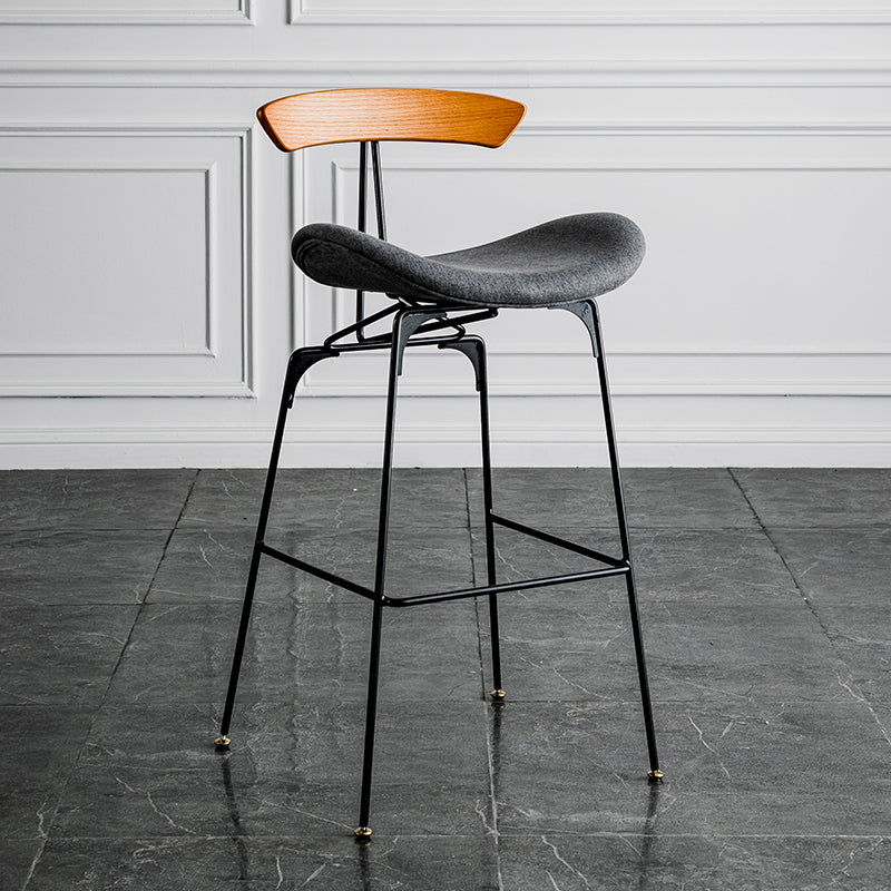 Industrial Leather Bristol Stool Matte Finish Footrest Low Back Barstool