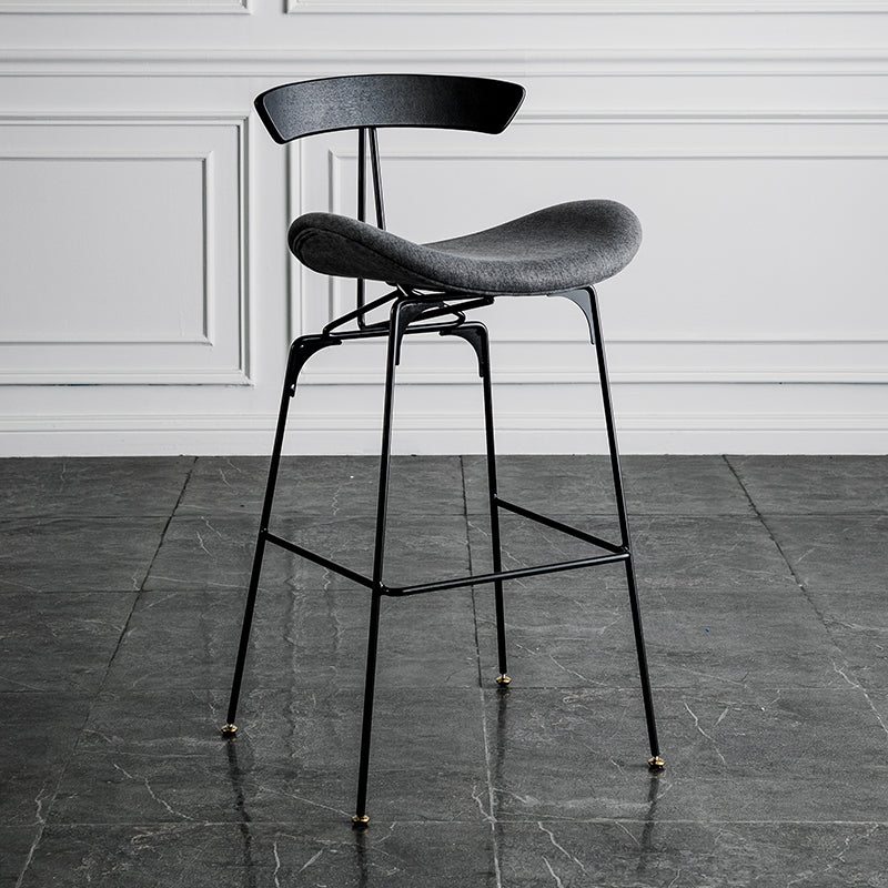 Industrial Leather Bristol Stool Matte Finish Footrest Low Back Barstool