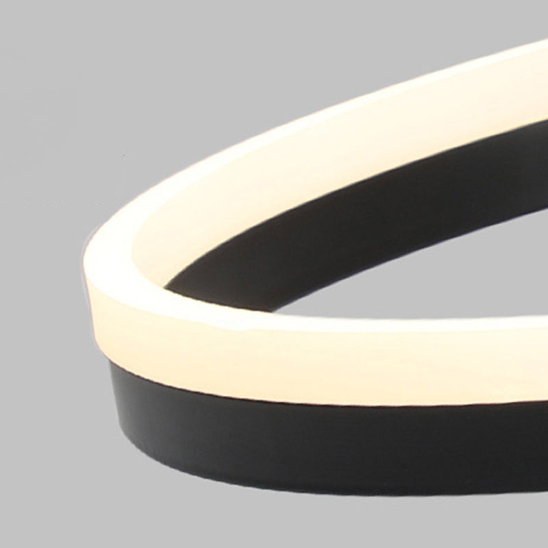 Anillo de metal semi iluminación de montaje de montaje LED minimalista Luz de techo negro