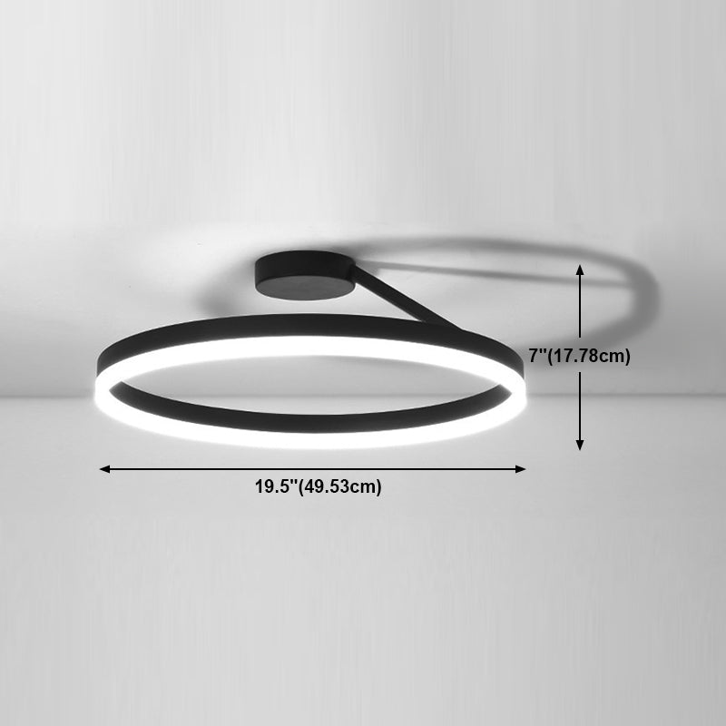 Anillo de metal semi iluminación de montaje de montaje LED minimalista Luz de techo negro