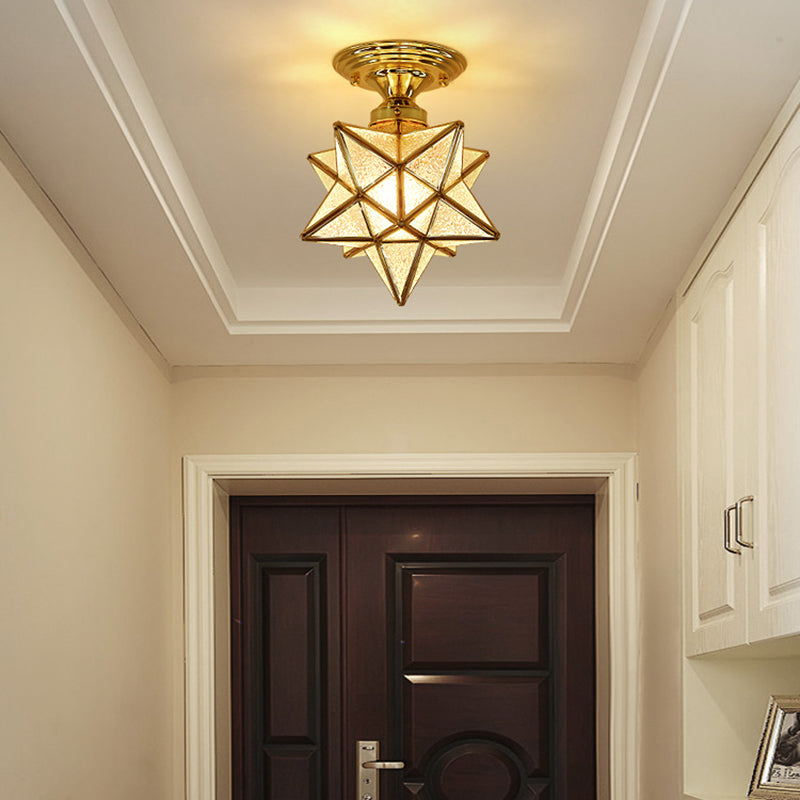 Glass Star Semi Flush Mounting Iluminación Vintage Aisle Techo de techo de montaje de montaje en oro