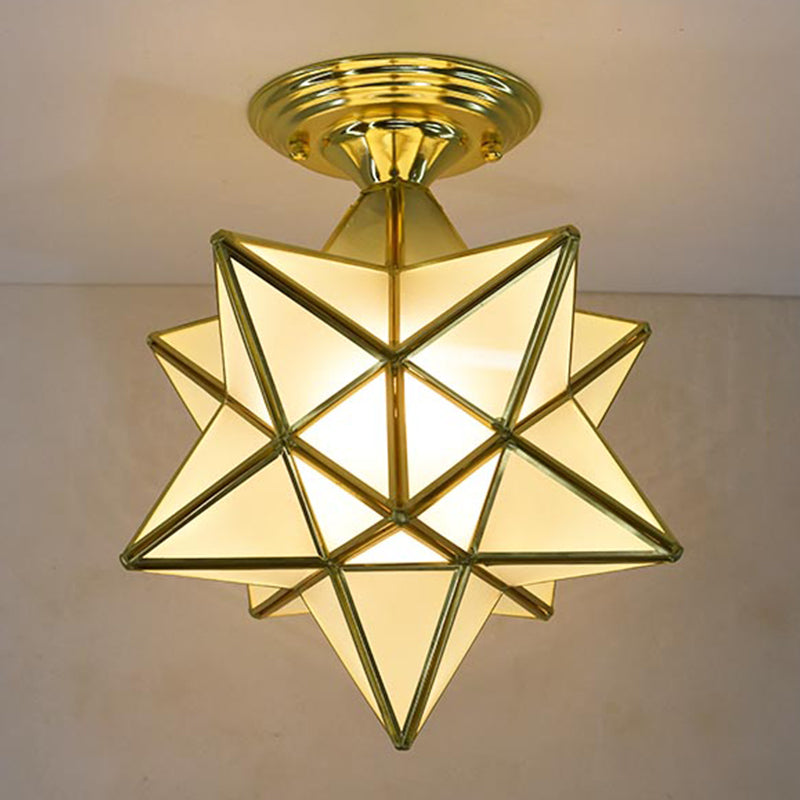 Glass Star Semi Flush Mounting Iluminación Vintage Aisle Techo de techo de montaje de montaje en oro
