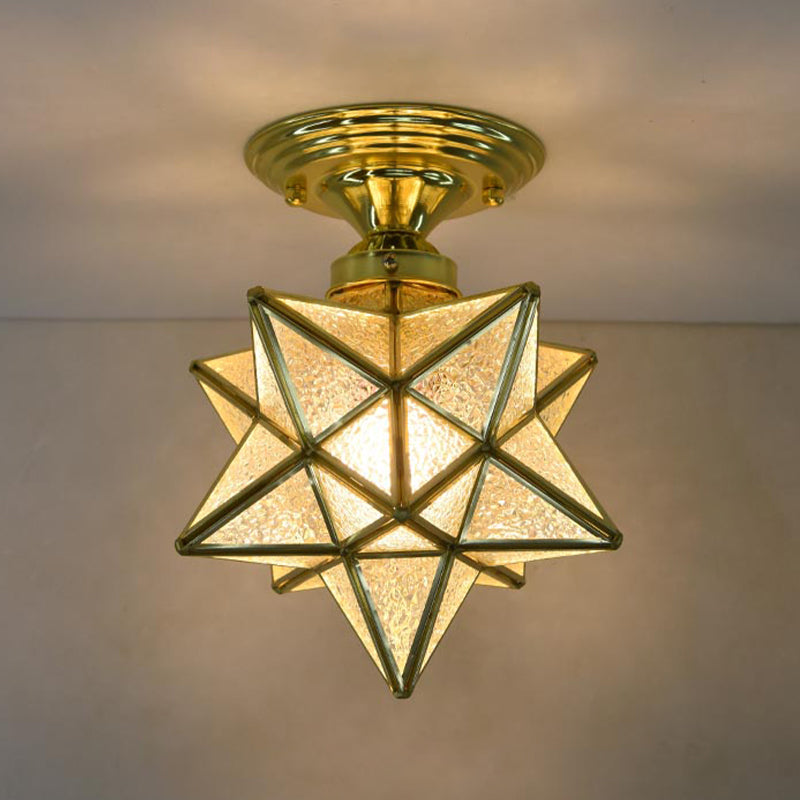 Glass Star Semi Flush Mounting Iluminación Vintage Aisle Techo de techo de montaje de montaje en oro