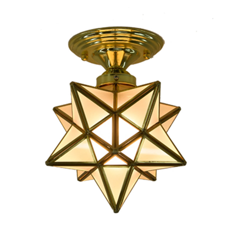 Glass Star Semi Flush Mounting Iluminación Vintage Aisle Techo de techo de montaje de montaje en oro