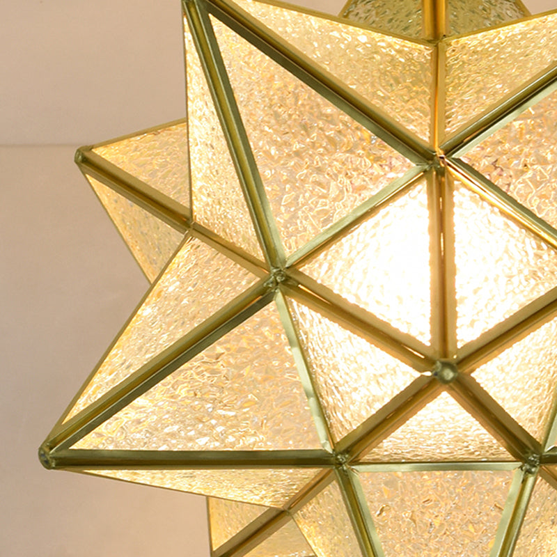 Glass Star Semi Flush Mounting Iluminación Vintage Aisle Techo de techo de montaje de montaje en oro