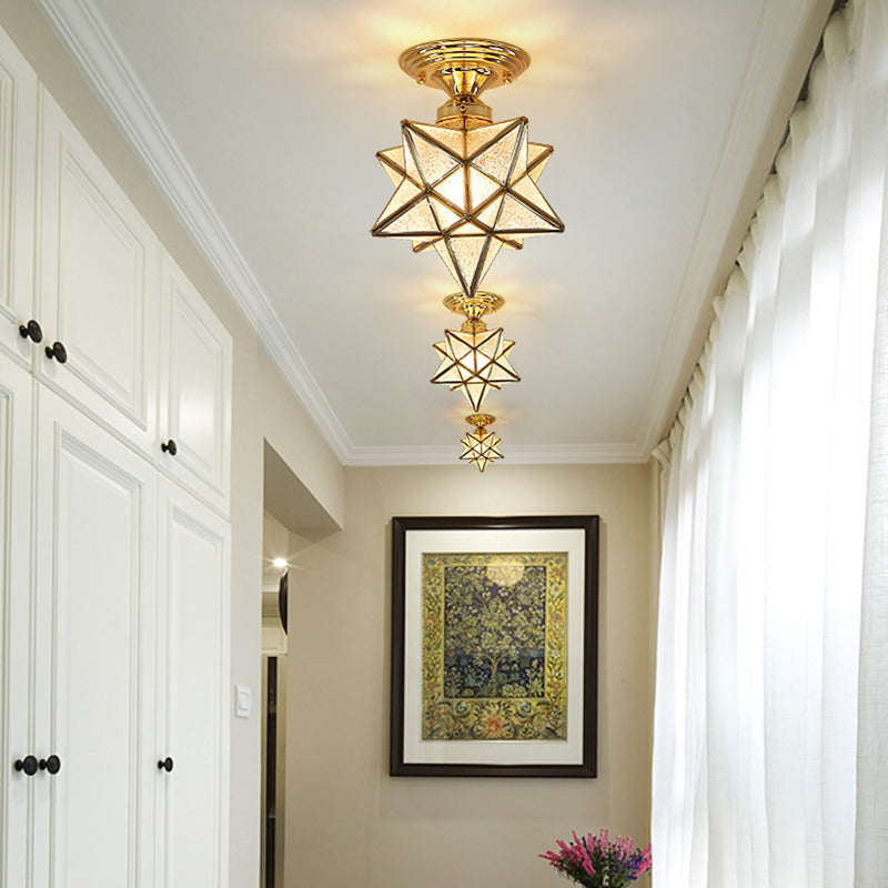 Glass Star Semi Flush Mounting Iluminación Vintage Aisle Techo de techo de montaje de montaje en oro