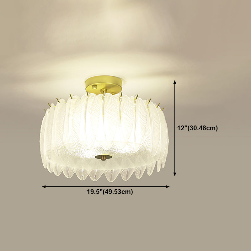 Nordic Circle Semi-Flush Mount Ceiling Light Glass Bedroom Semi Flush Ceiling Light in Gold