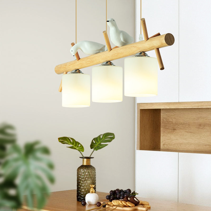 Hedendaags eilandlampen Cilinder Island Lights White Glass voor kookeiland