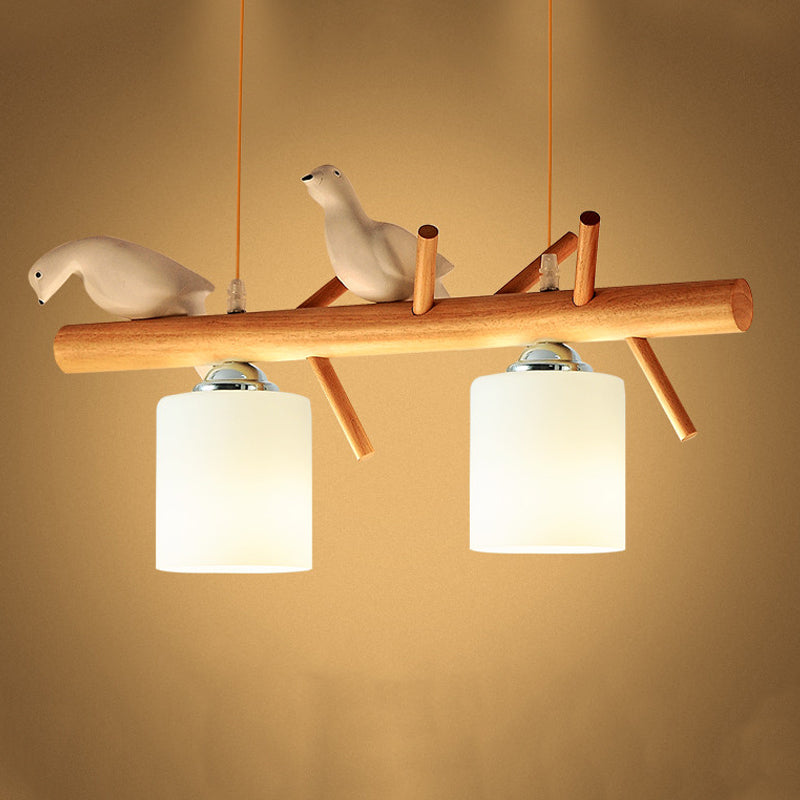 Hedendaags eilandlampen Cilinder Island Lights White Glass voor kookeiland