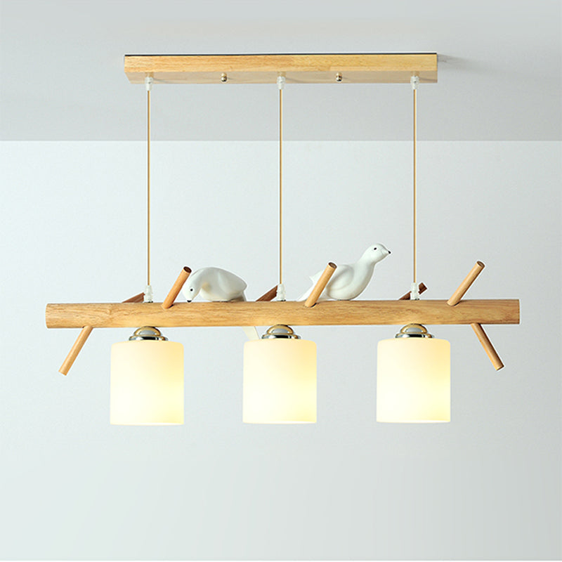 Hedendaags eilandlampen Cilinder Island Lights White Glass voor kookeiland