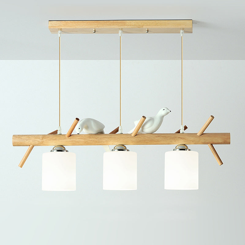 Hedendaags eilandlampen Cilinder Island Lights White Glass voor kookeiland