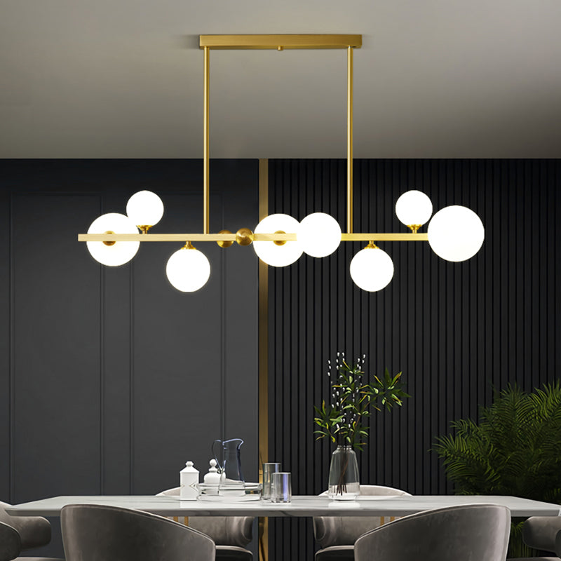 Estilo moderno luces colgante de techo esférico vidrio blanco 8 luces colgantes colgantes de luz