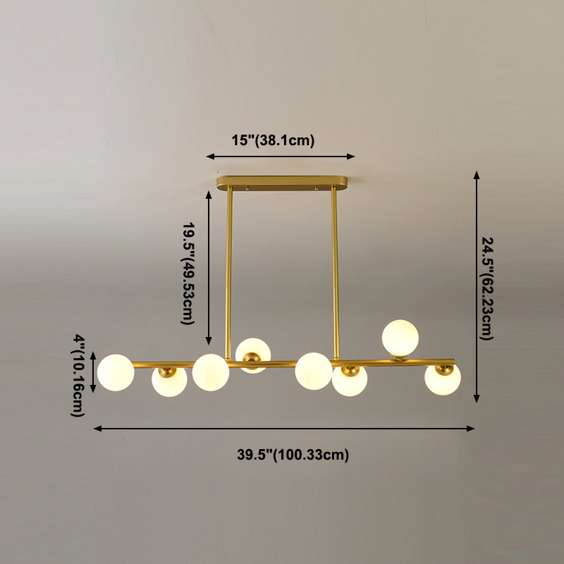 Estilo moderno luces colgante de techo esférico vidrio blanco 8 luces colgantes colgantes de luz