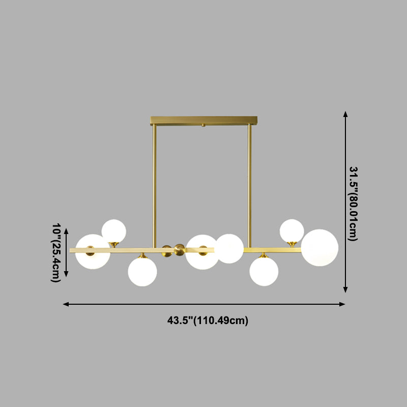 Estilo moderno luces colgante de techo esférico vidrio blanco 8 luces colgantes colgantes de luz