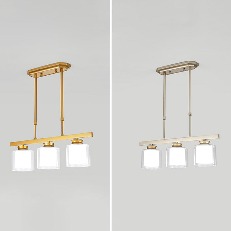 Moderne Insellichter Multi-Head-Restaurant Hängende Anhängerlampen mit Zylinderglasschatten