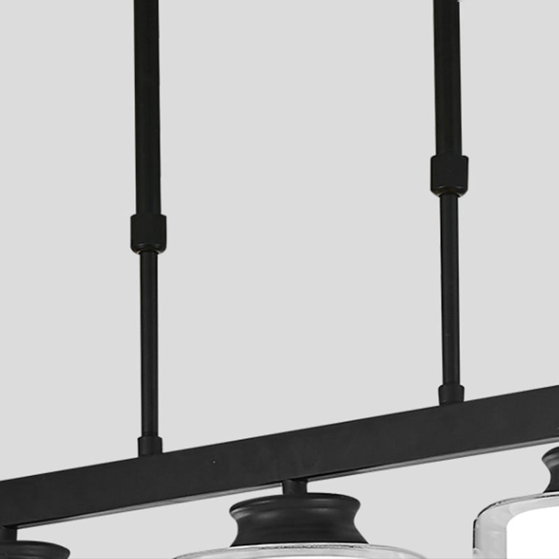 Moderne Insellichter Multi-Head-Restaurant Hängende Anhängerlampen mit Zylinderglasschatten