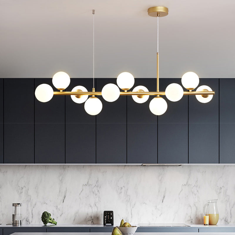 Multi-Head Island Lighting Fixtures Modern Restaurant Suspension Lamp with Glass Shade