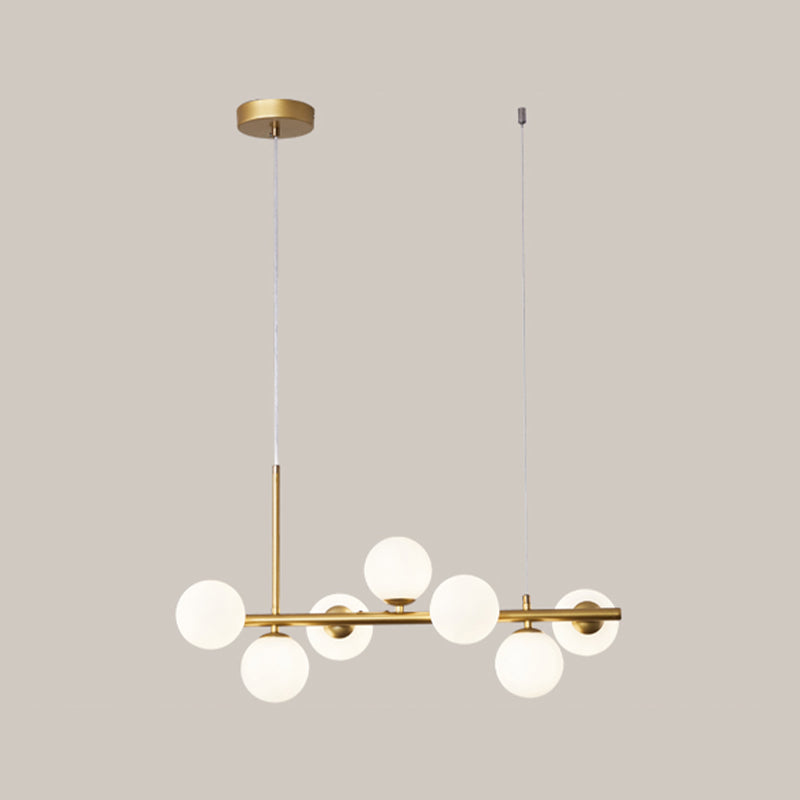 Multi-Head Island Lighting Fixtures Modern Restaurant Suspension Lamp with Glass Shade