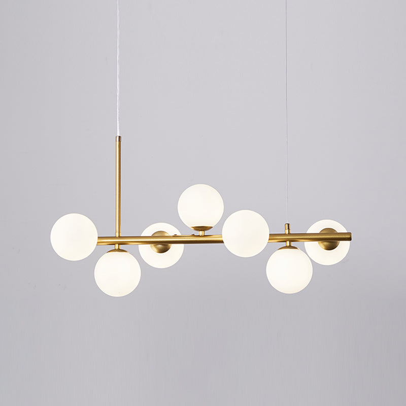 Multi-Head Island Lighting Fixtures Modern Restaurant Suspension Lamp with Glass Shade